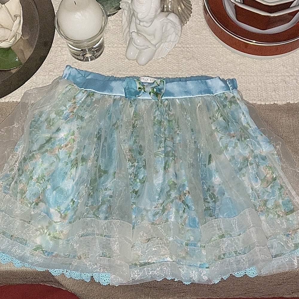 LIZ LISA | Floral Blue 3 Layer Skirt With Bow